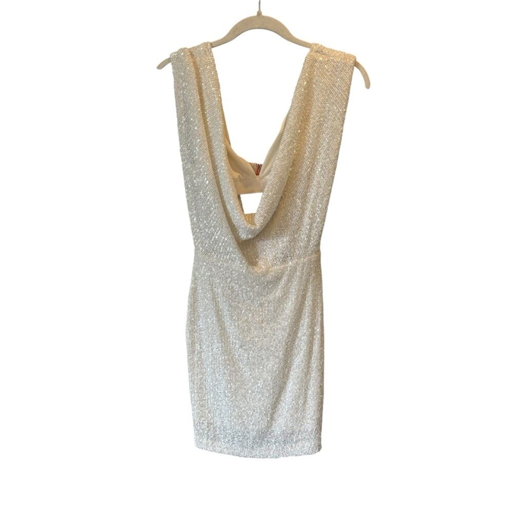 Nookie Pandora Plunge Sequin Mini Dress in White - Picture 3 of 10